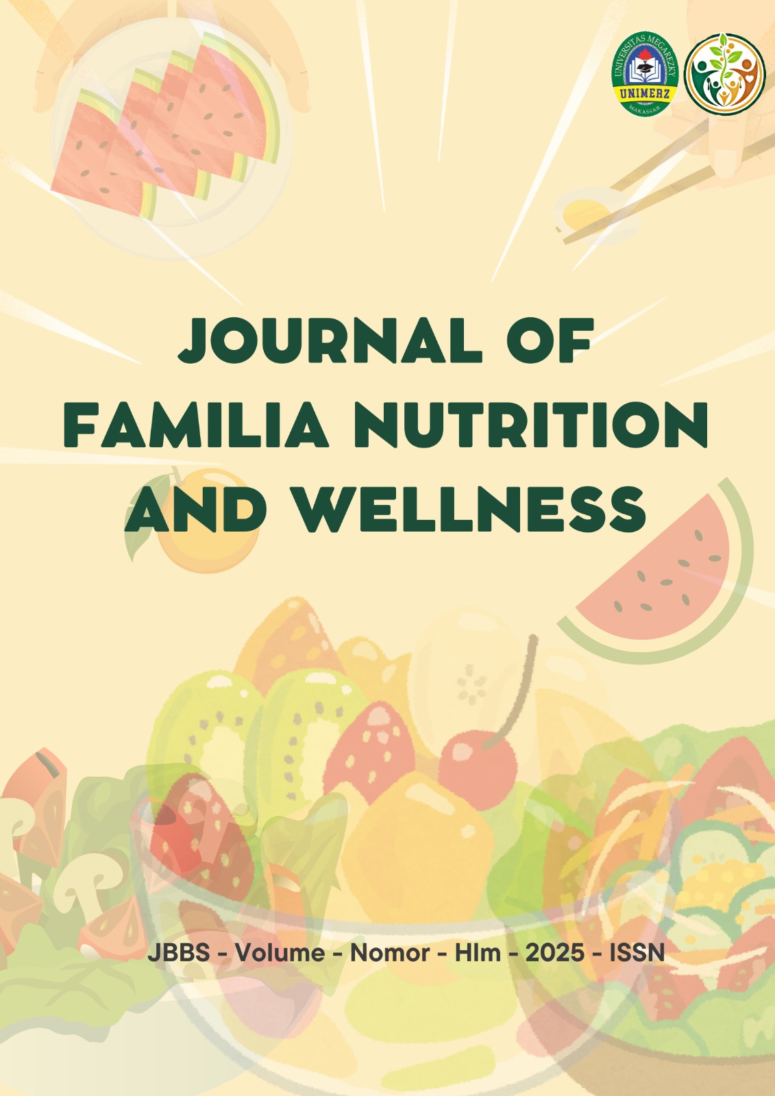 The Journal of Familia Nutrition and Wellness is a peer-reviewed scientific journal published by the Department of Nutrition Science, Faculty of Nursing and Midwifery, Universitas Megarezky. It advances knowledge in family nutrition, public health nutrition, clinical nutrition, and food and nutritional sciences. The journal publishes original research articles, review papers, systematic literature reviews, and meta-analyses related to nutrition and health, and is issued three times a year in January, May, and September.